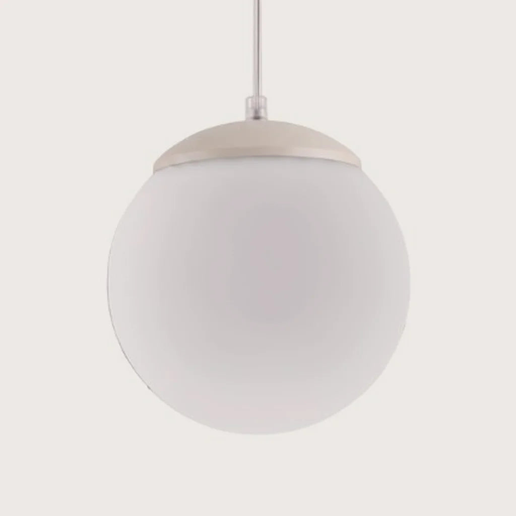 Suspension globe en verre opalin, coloris beige (Ø 20 cm)