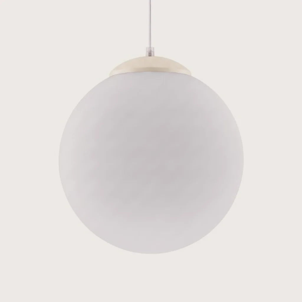 Suspension globe en verre opalin, coloris beige (Ø 30 cm)