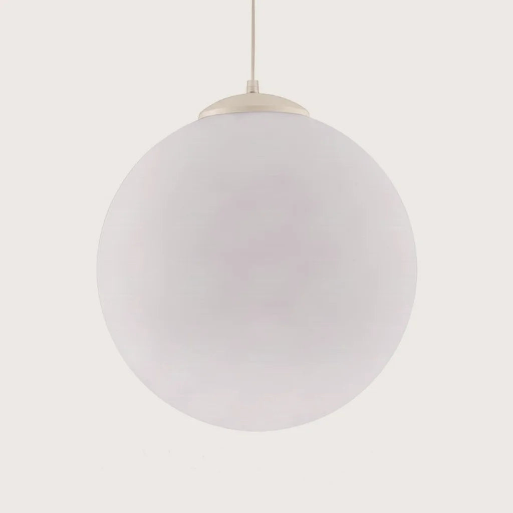 Suspension globe en verre opalin, coloris beige (Ø 40 cm)