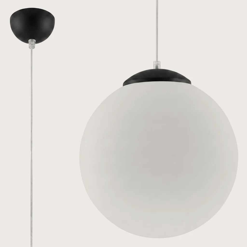 Suspension globe en verre opalin, coloris noir (Ø 40 cm)