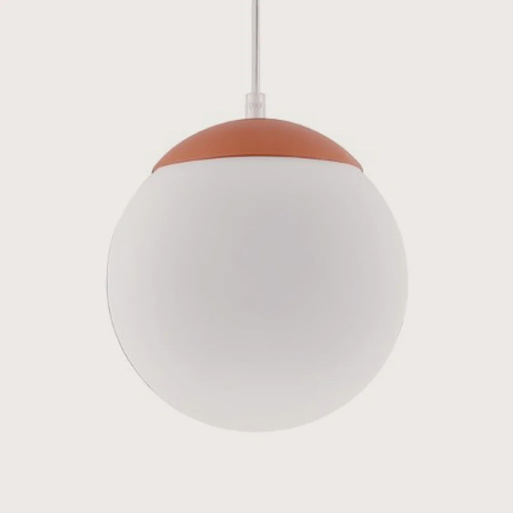 Suspension globe en verre opalin, coloris ocre rouge (Ø 20 cm)