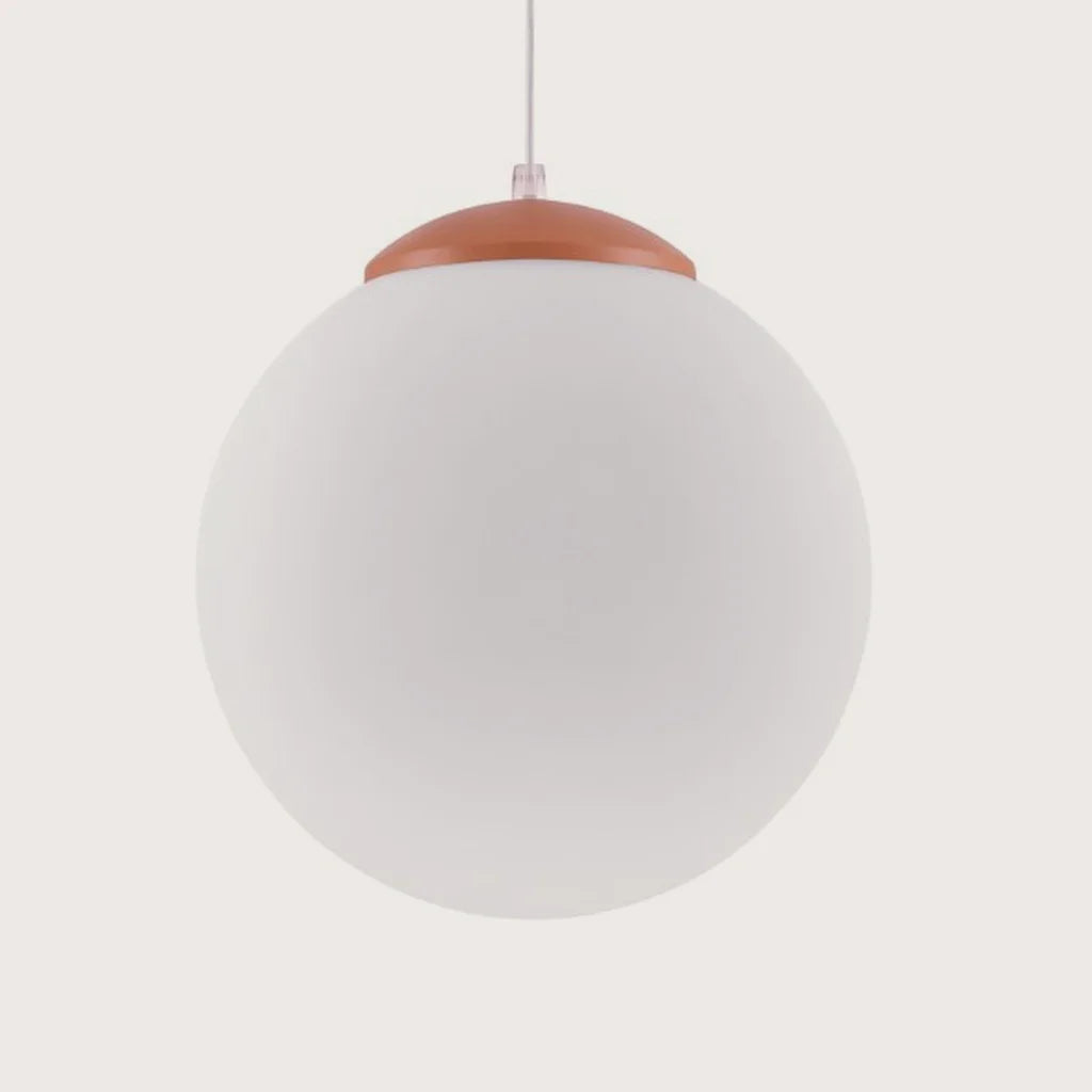 Suspension globe en verre opalin, coloris ocre rouge (Ø 30 cm)