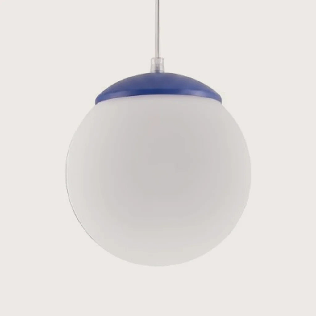 Suspension globe en verre opalin, coloris outremer (Ø 20 cm)
