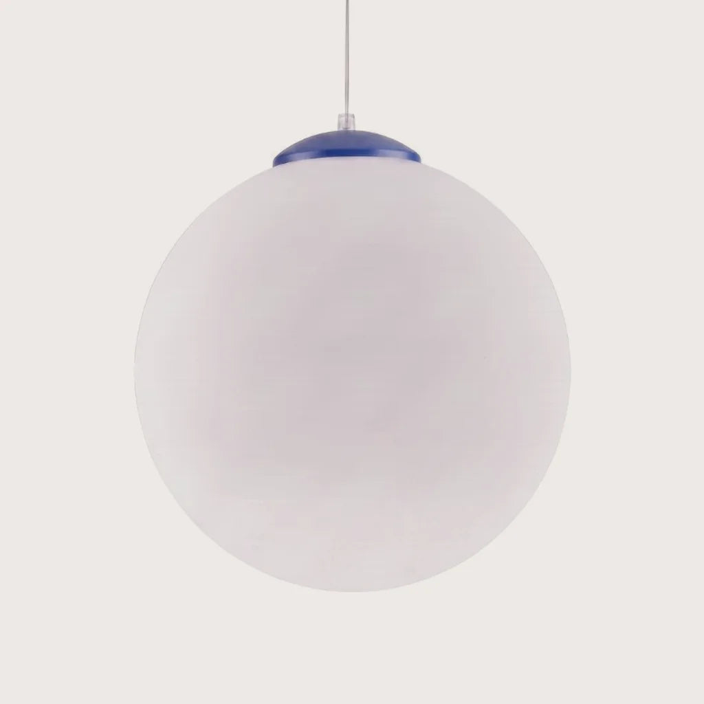 Suspension globe en verre opalin, coloris outremer (Ø 40 cm)
