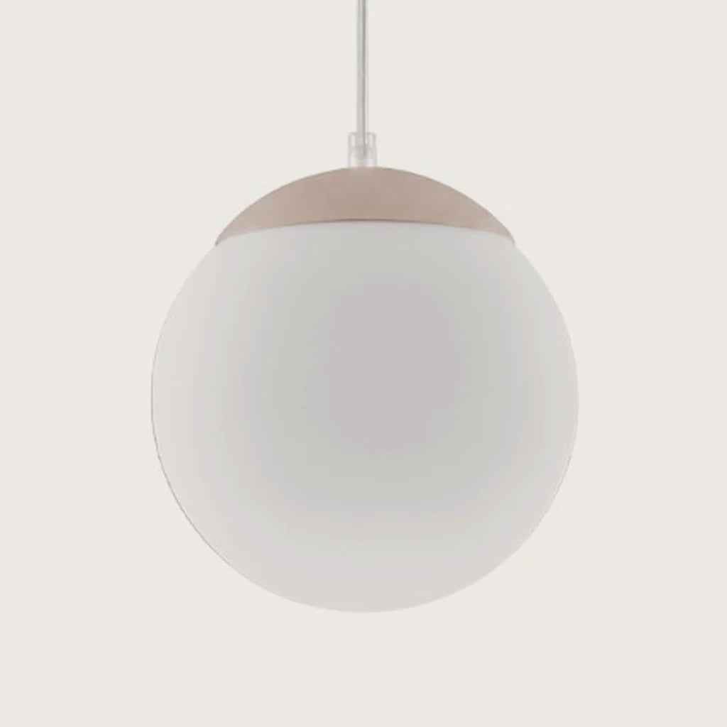 Suspension globe en verre opalin, coloris taupe (Ø 20 cm)