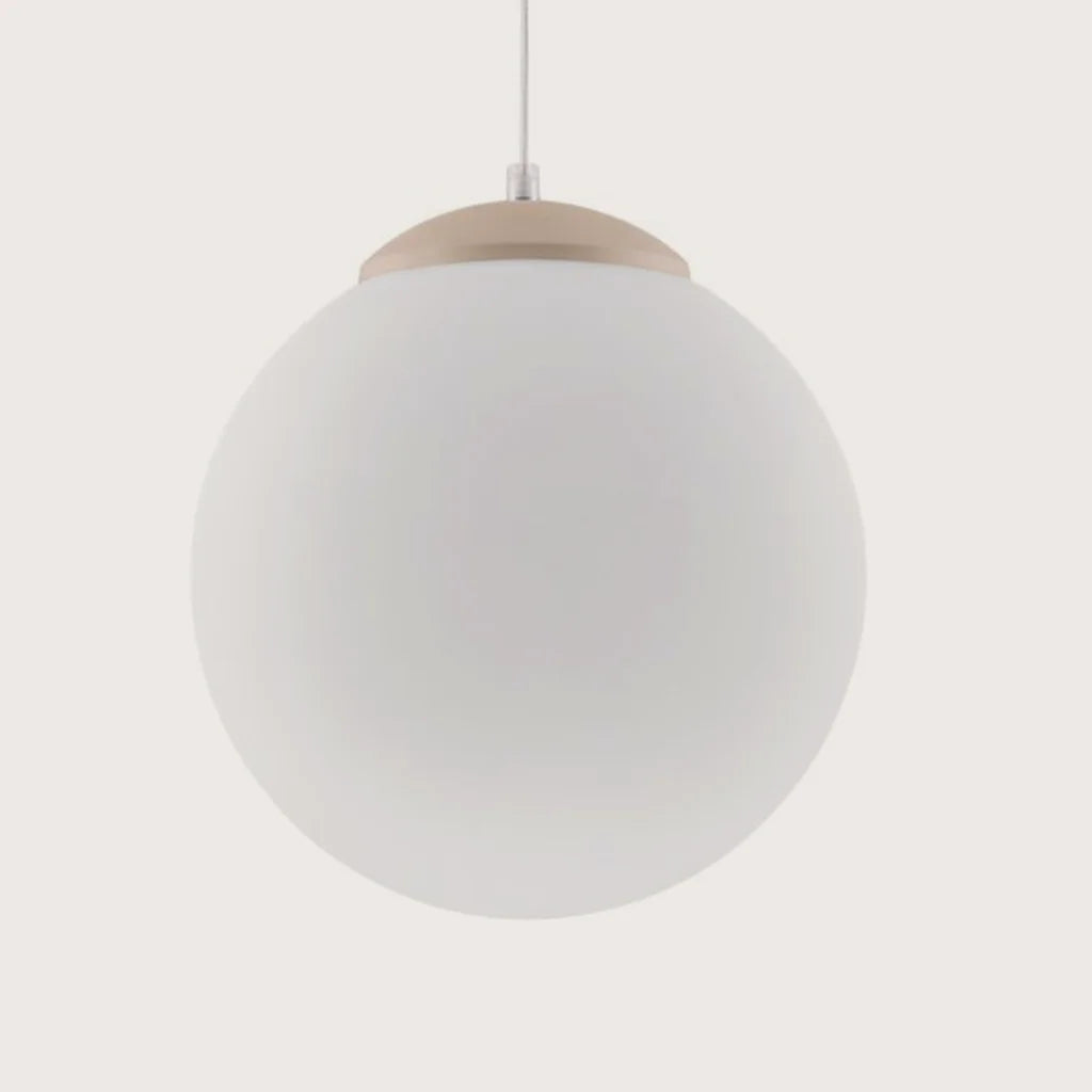 Suspension globe en verre opalin, coloris taupe (Ø 30 cm)