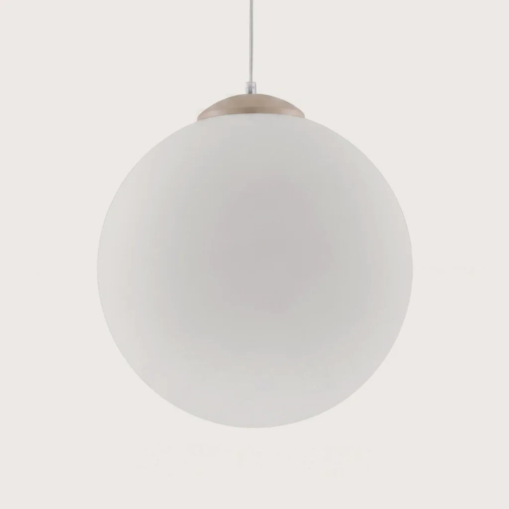 Suspension globe en verre opalin, coloris taupe (Ø 40 cm)