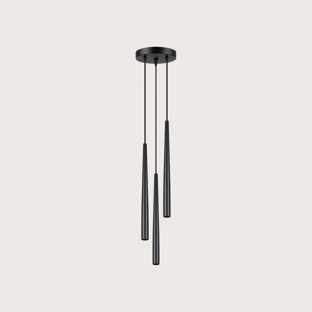Suspension grappe 3 fuseaux noirs effilés