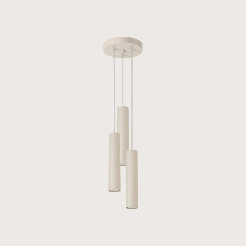 Suspension grappe tubes acier, coloris beige (3 lumières)