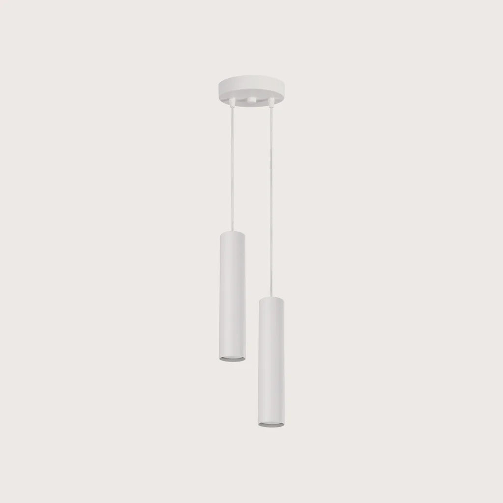 Suspension grappe tubes acier, coloris blanc (2 lumières)