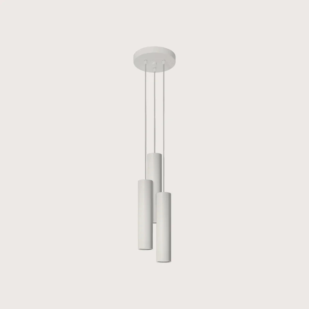 Suspension grappe tubes acier, coloris blanc (3 lumières)