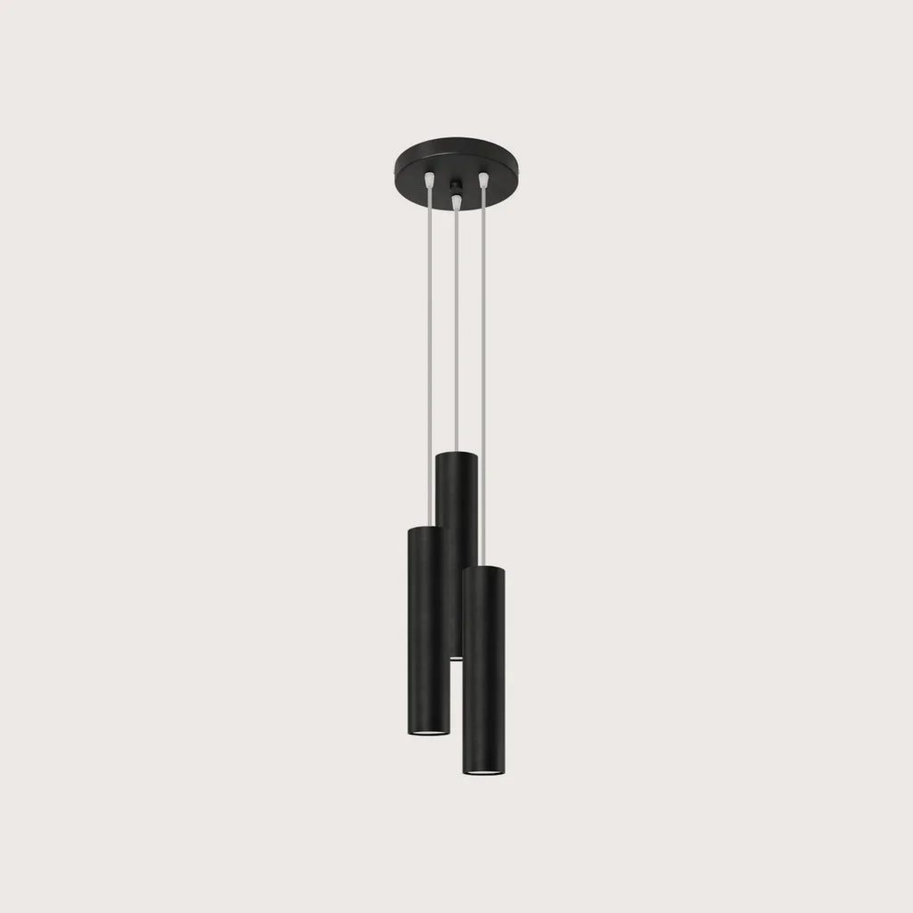 Suspension grappe tubes acier, coloris noir (3 lumières)