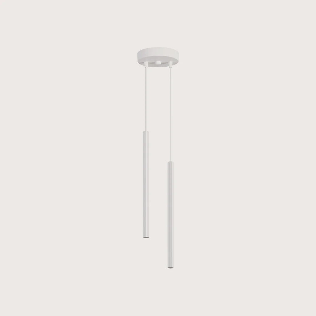 Suspension grappe tubes fins striés, coloris blanc (2 lumières)