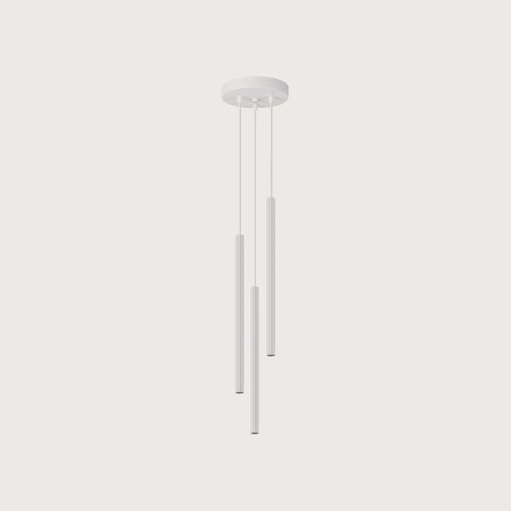 Suspension grappe tubes fins striés, coloris blanc (3 lumières)