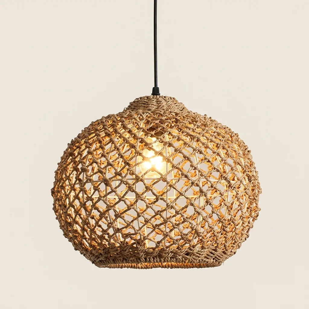 Suspension boule en bambou tressé, forme G