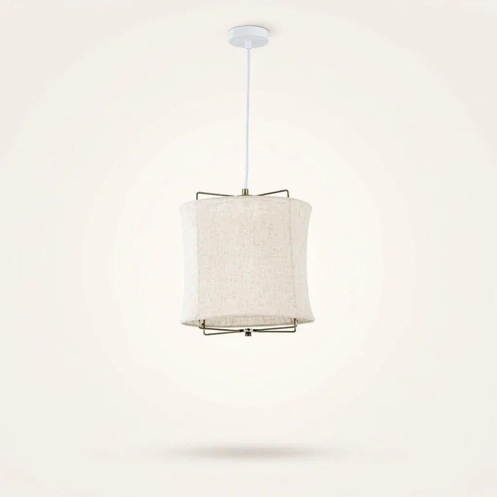 Suspension lanterne en lin beige, modèle A