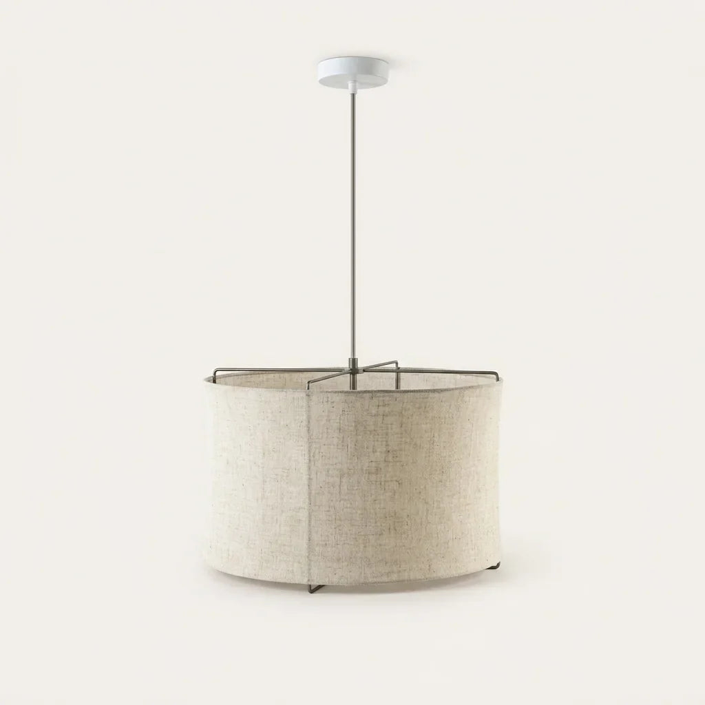 Suspension cylindre large en lin beige, modèle B