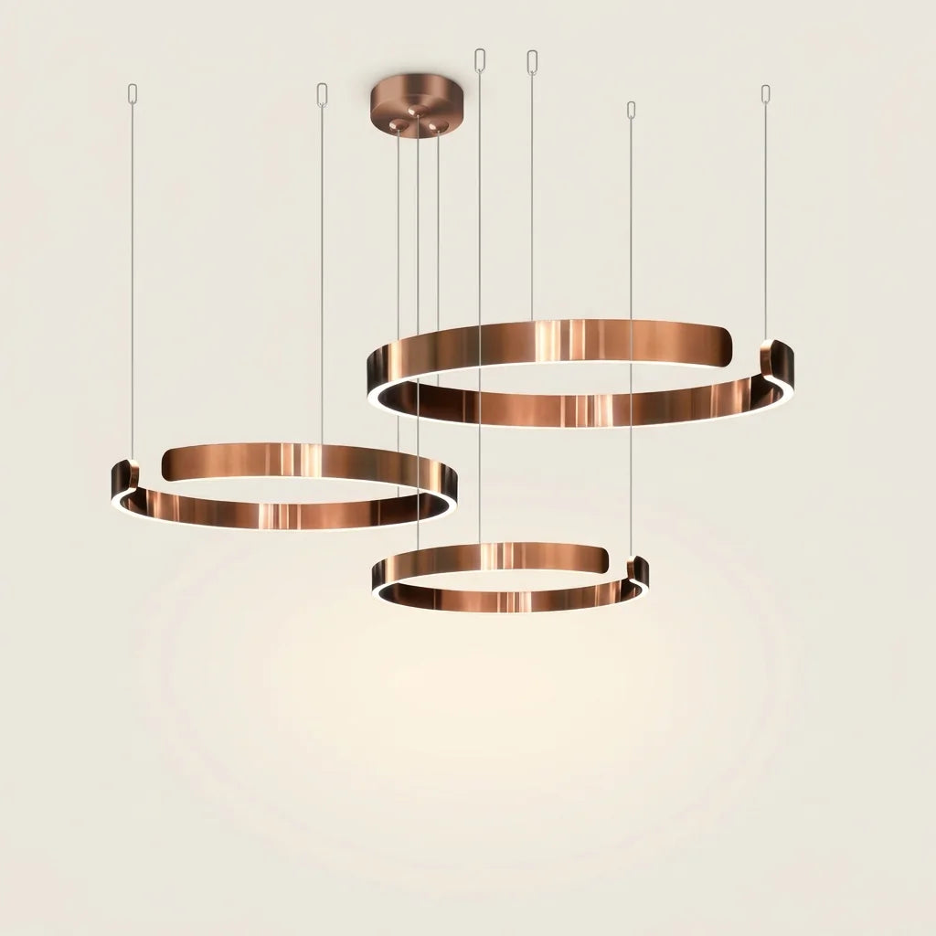 Ensemble de trois anneaux LED ouverts or rose