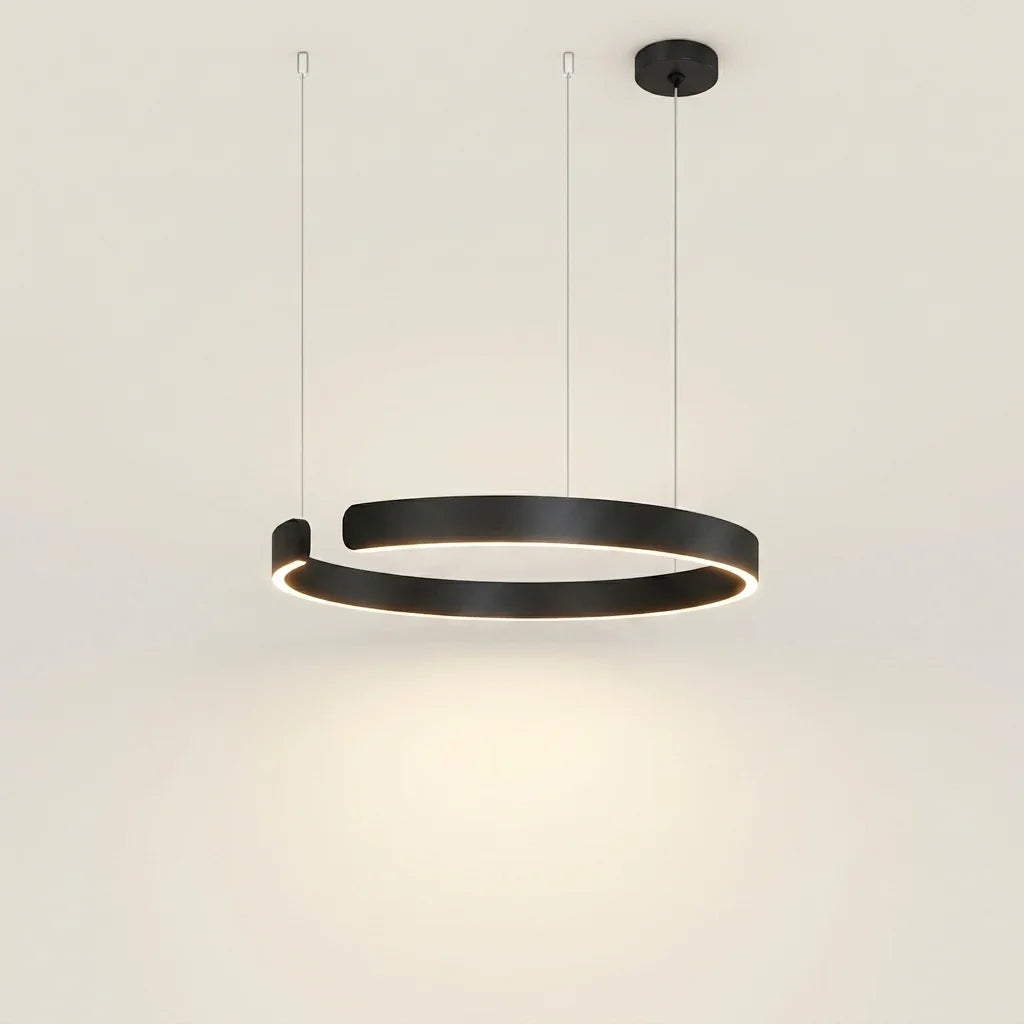 Suspension LED à anneau ouvert noir