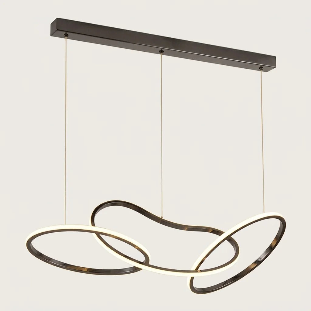 Suspension LED à 3 anneaux entrelacés, finition titane noir
