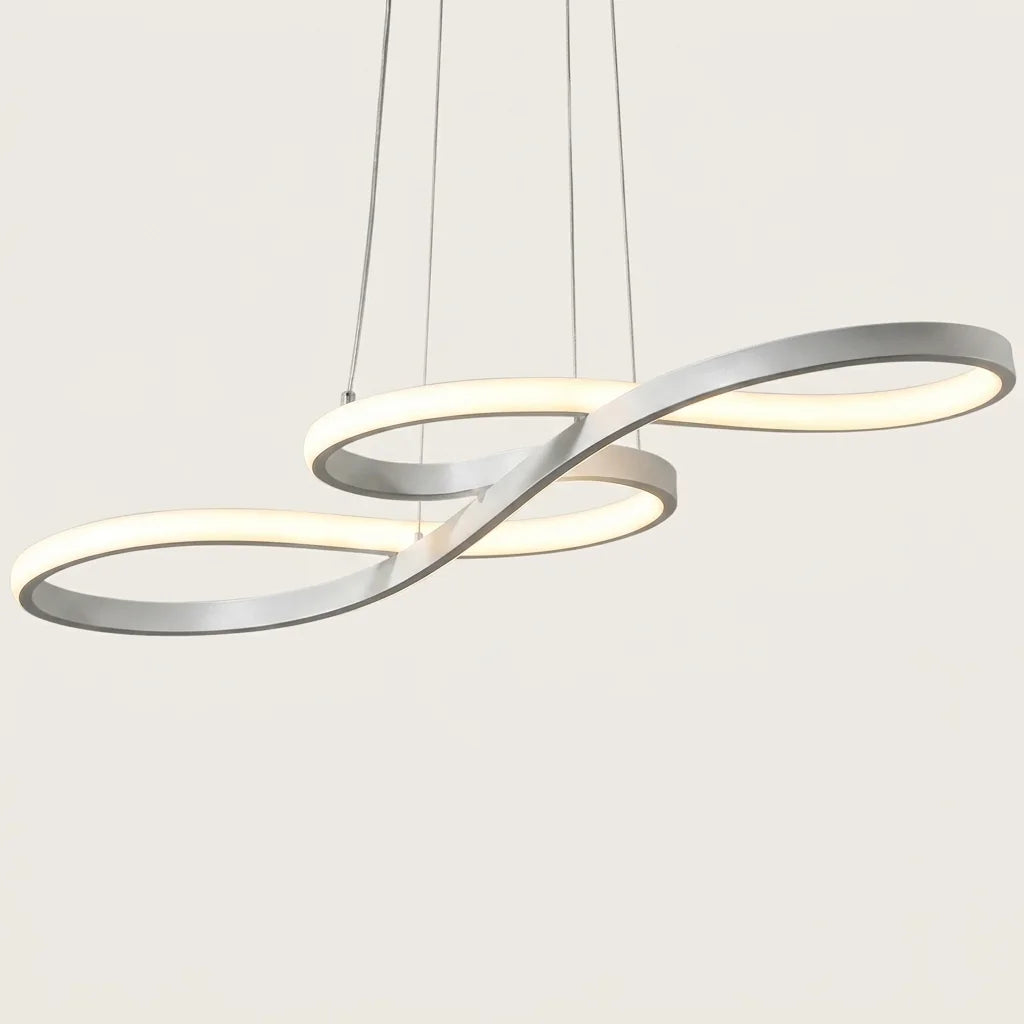Suspension LED arabesque blanche, allumée
