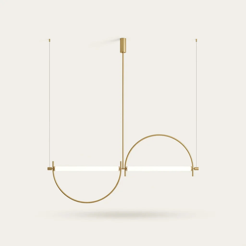 Suspension LED double arc en S dorée, 200 cm