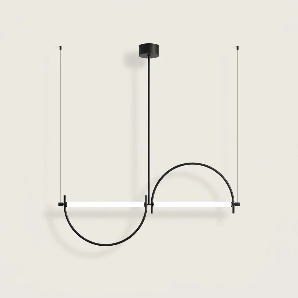 Suspension LED double arc en S noire, 200 cm