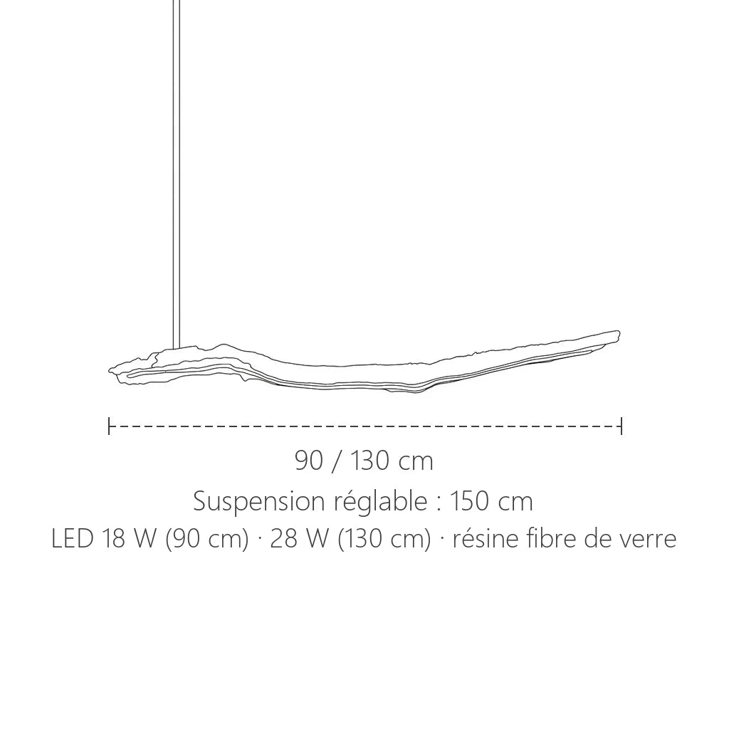 Dimensions de la suspension LED branche : 90 ou 130 cm de long