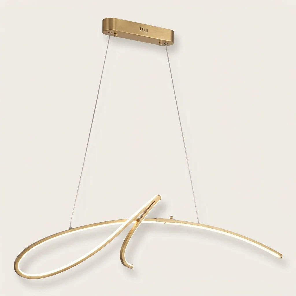 Suspension LED calligraphie dorée, 95 cm