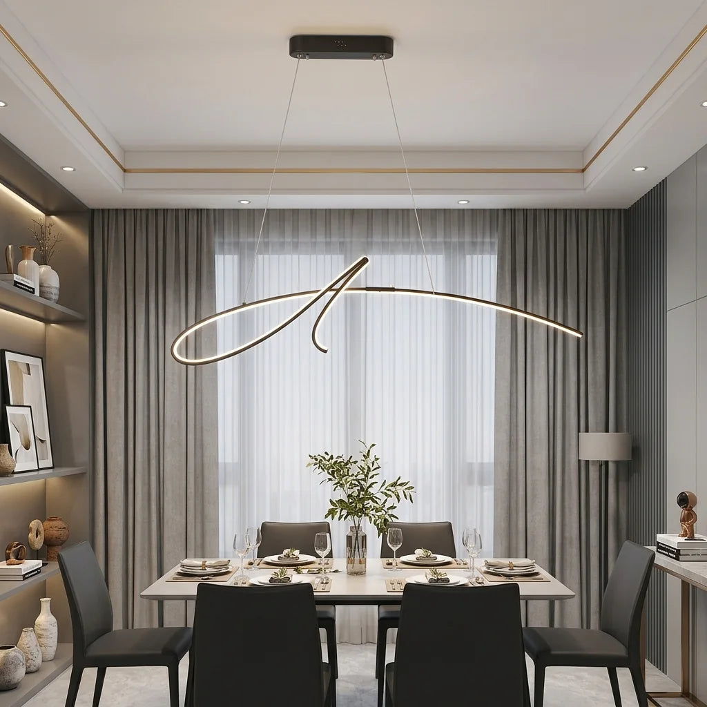 Suspension calligraphie noire au-dessus d’une table dressée