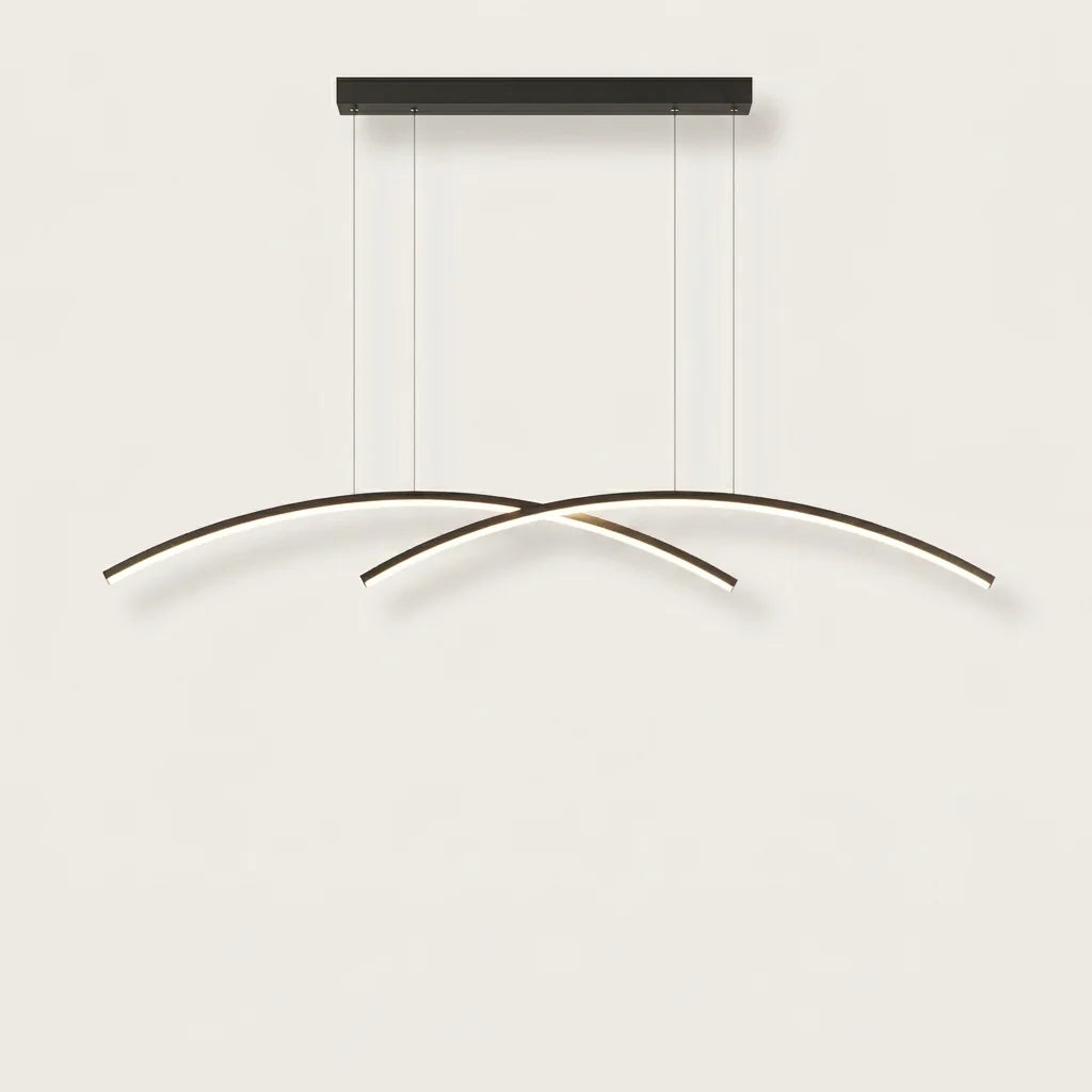 Suspension LED double arc noire, 90 cm