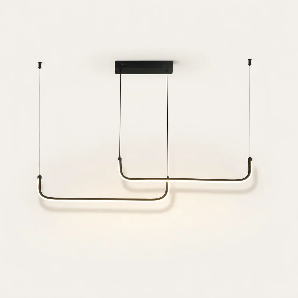Suspension LED double U noire, 90 cm