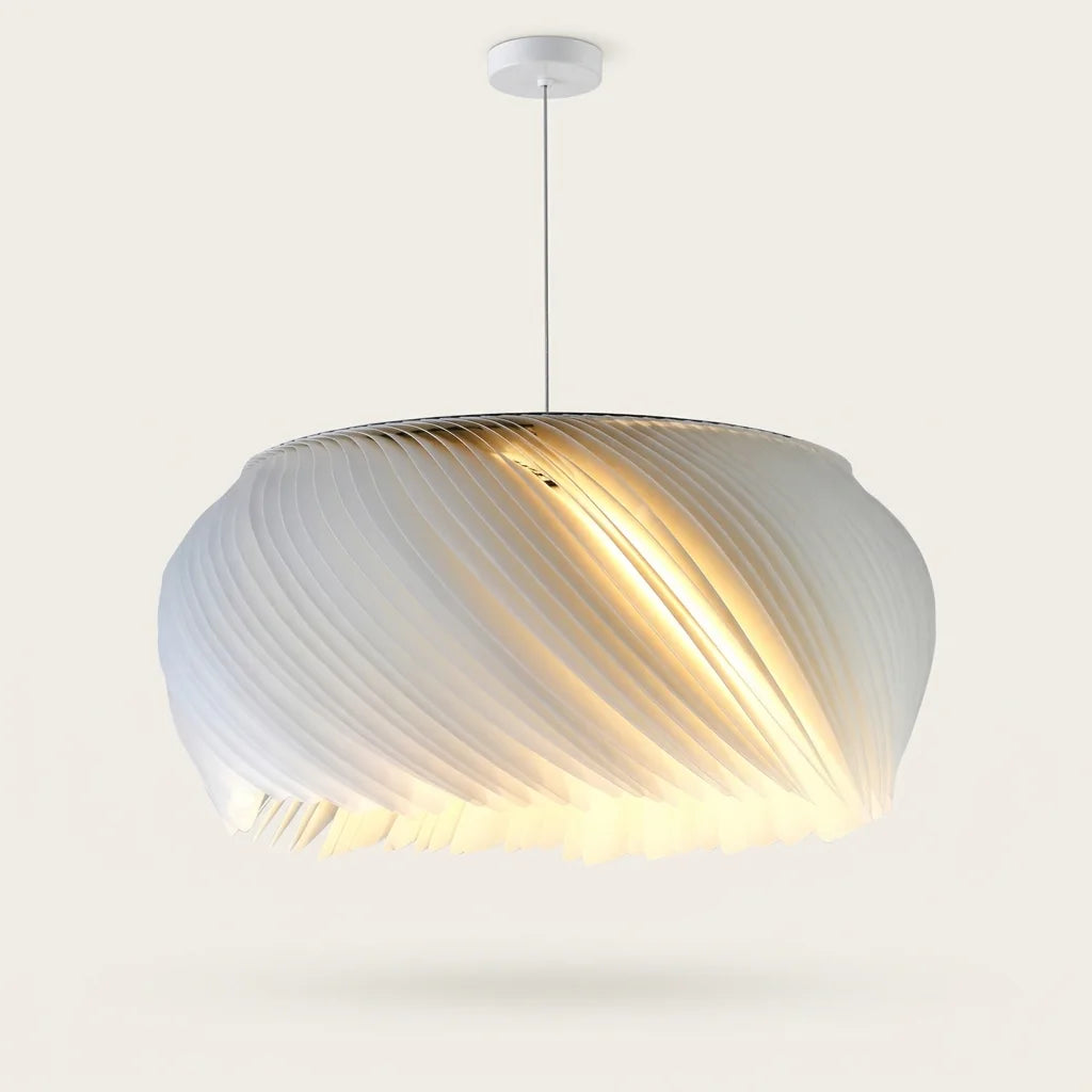 Suspension LED blanche à lamelles torsadées