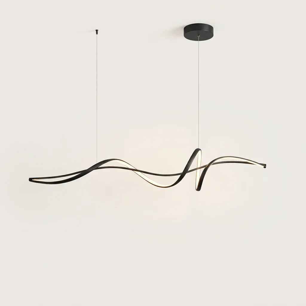 Suspension LED ruban ondulé noir