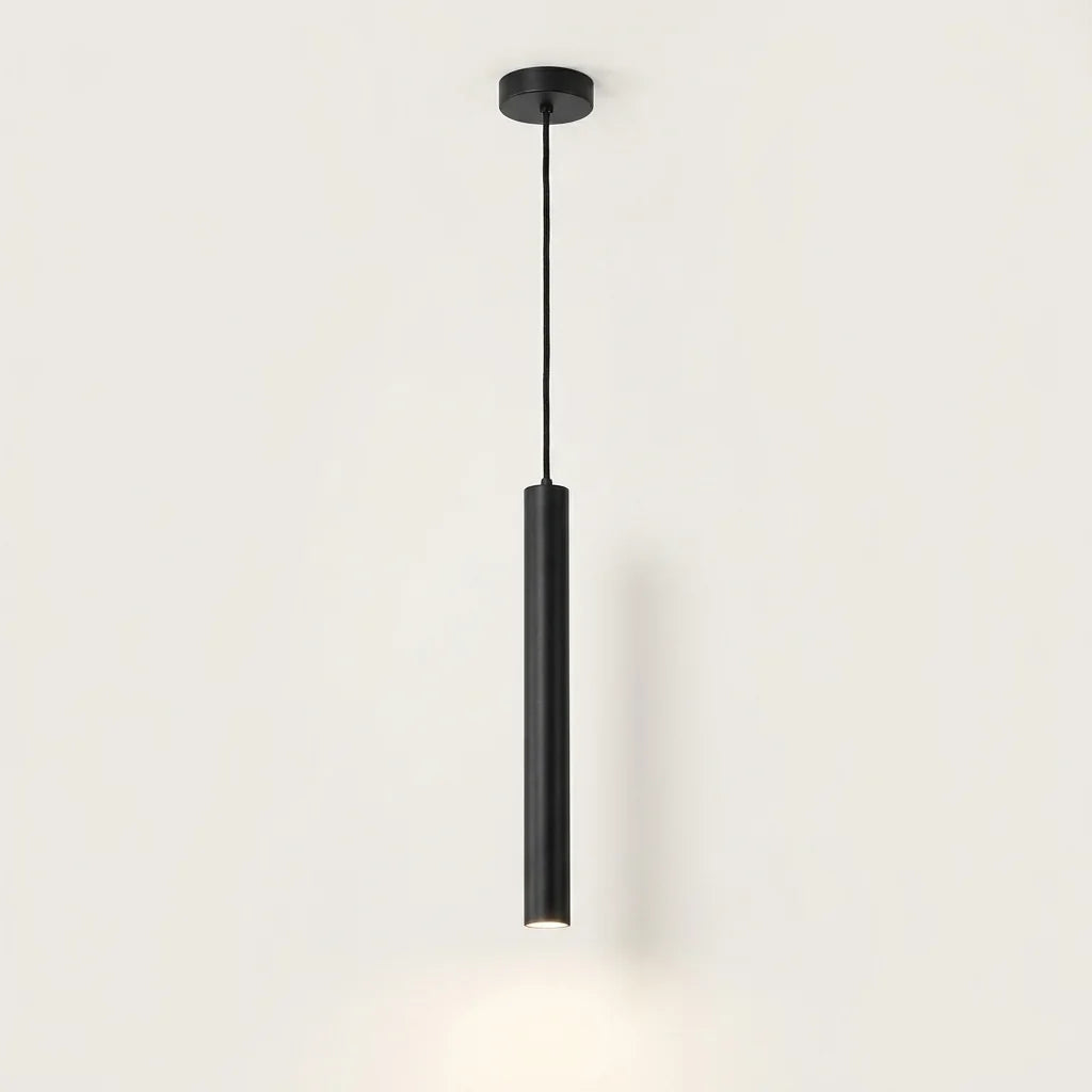 Suspension LED tube noir à une tête