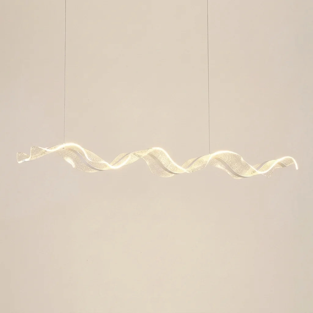 Suspension LED vague en acrylique, liseré blanc