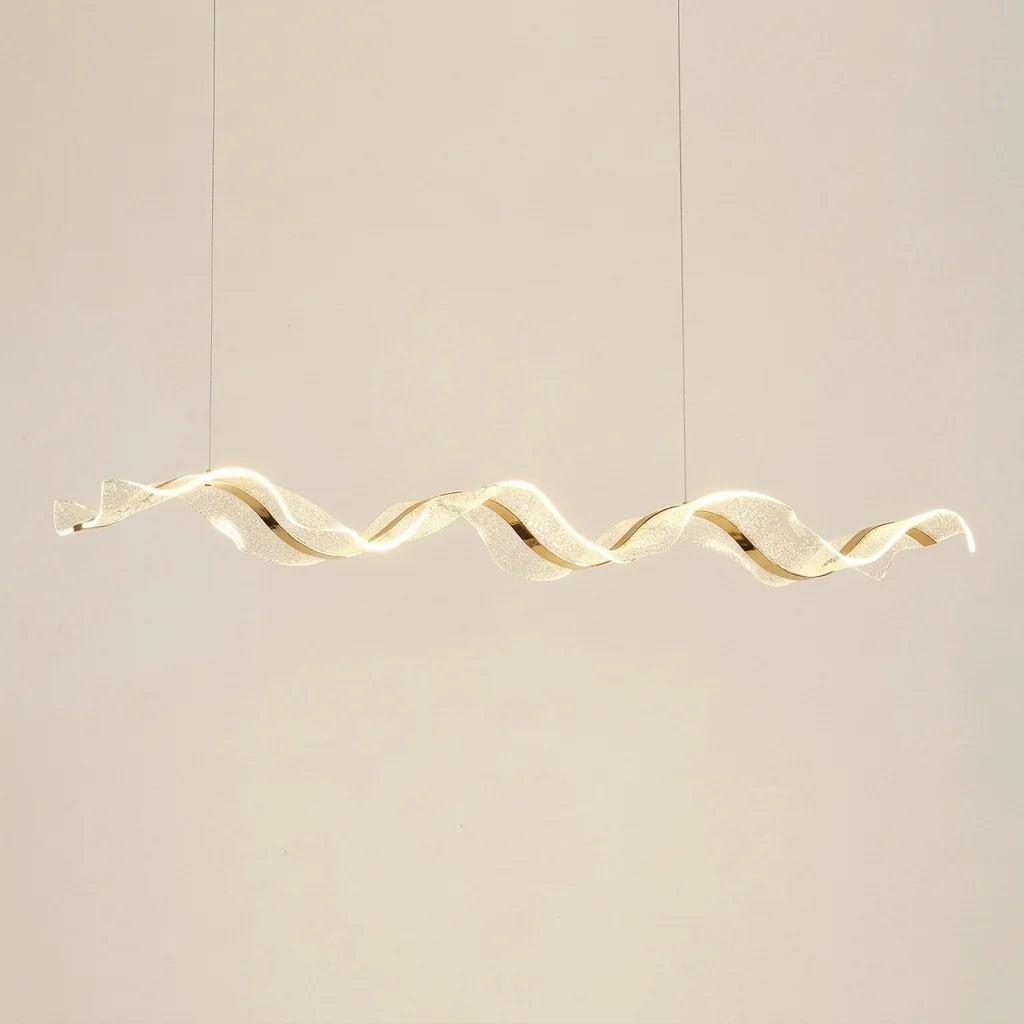 Suspension LED vague en acrylique, liseré doré