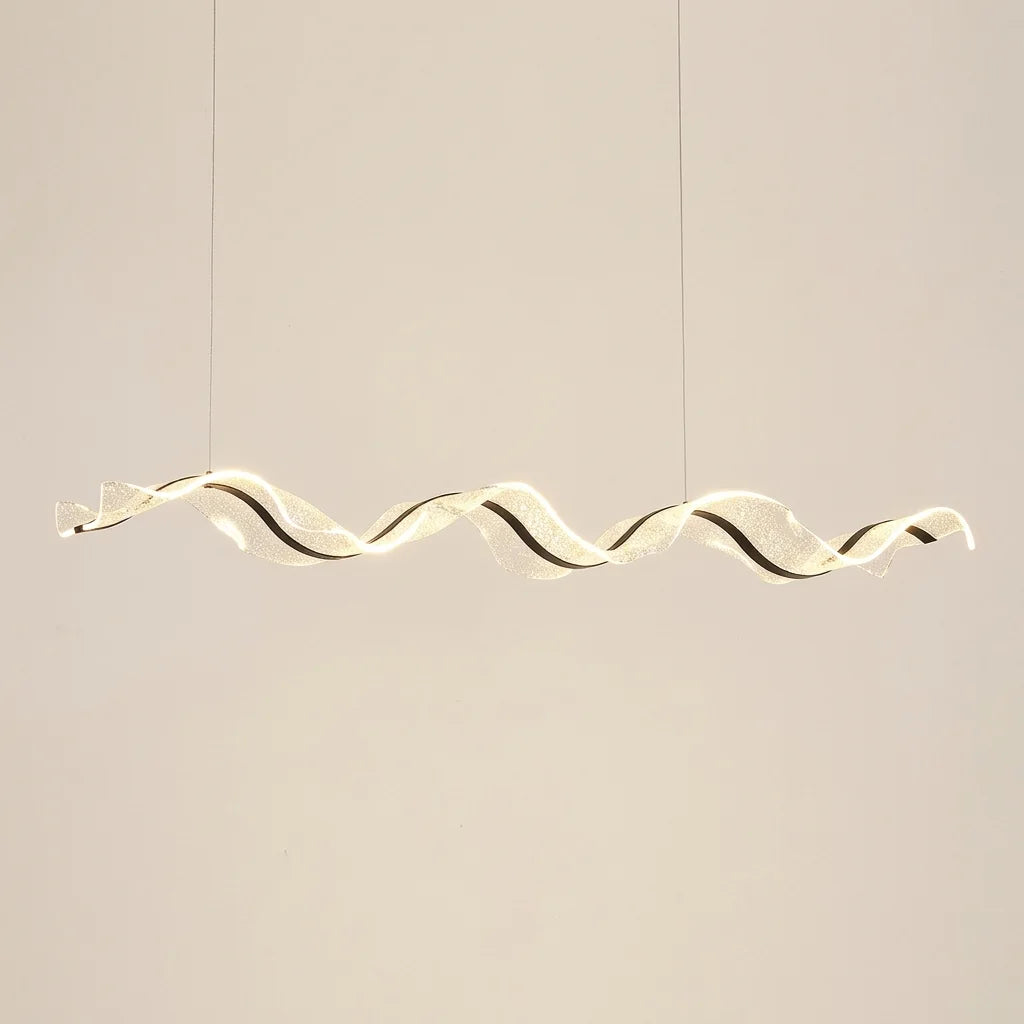 Suspension LED vague en acrylique bullé, liseré noir