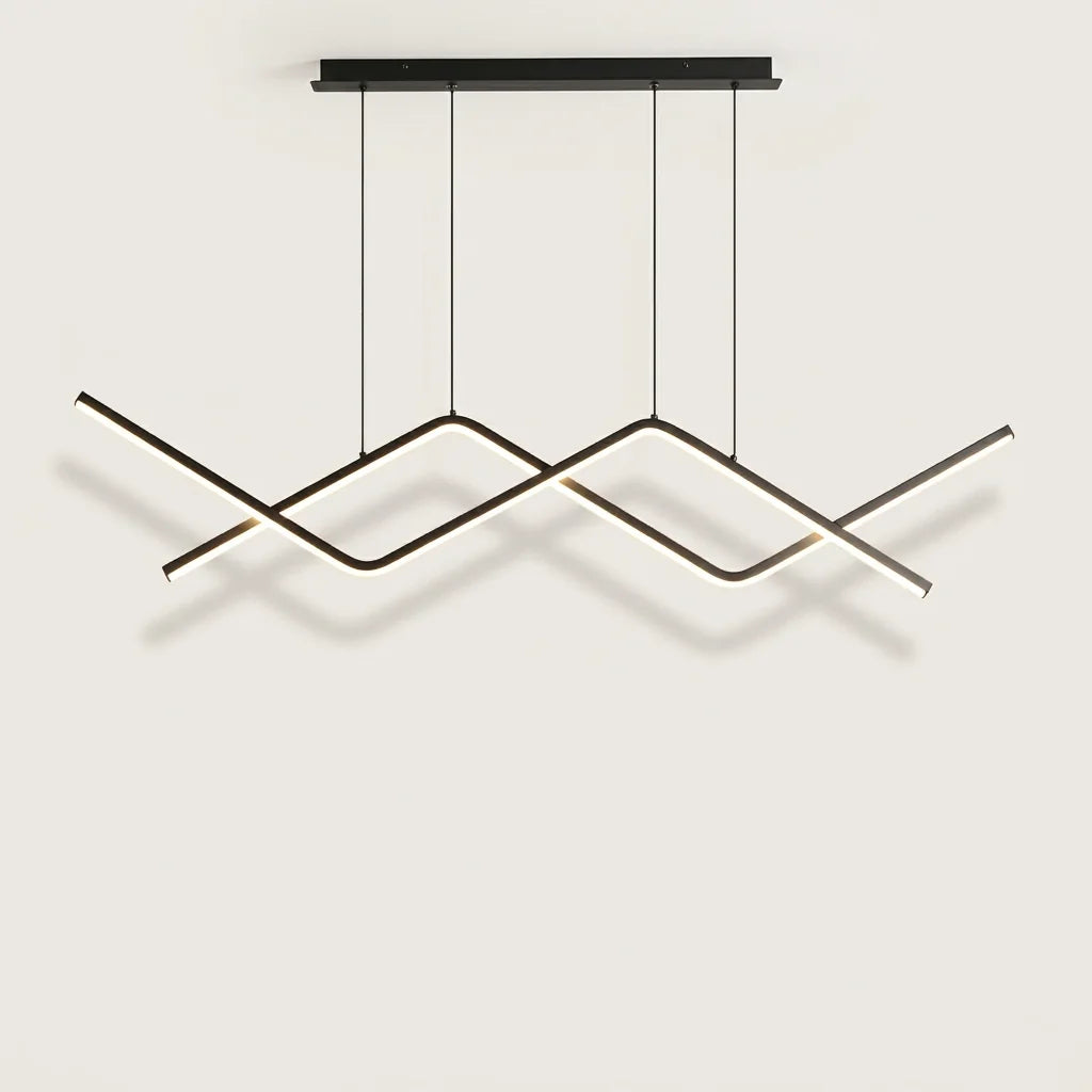 Suspension LED zigzag croisé noire, 90 cm