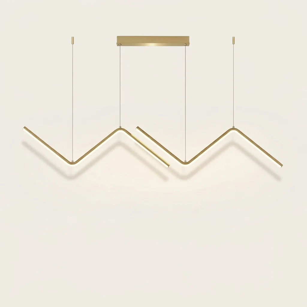Suspension LED zigzag dorée, 90 cm