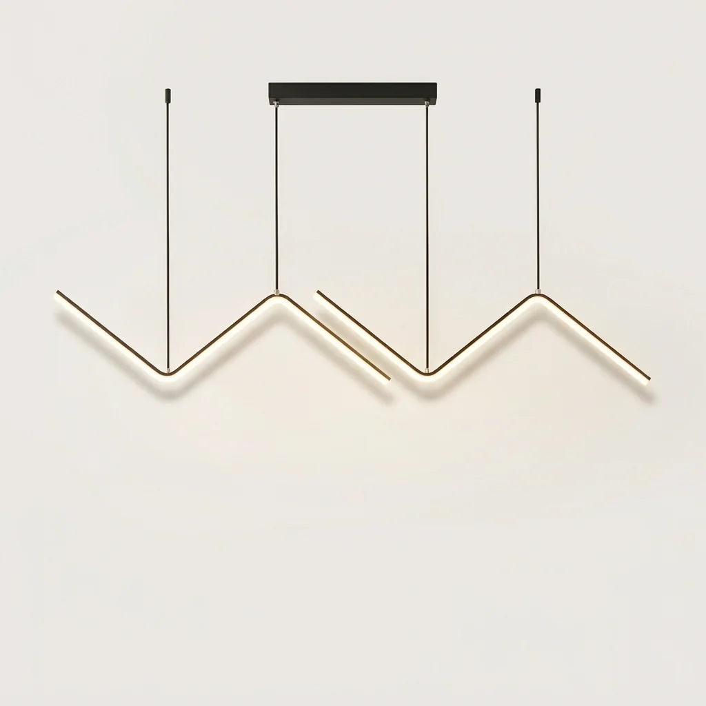 Suspension LED zigzag noire, 90 cm