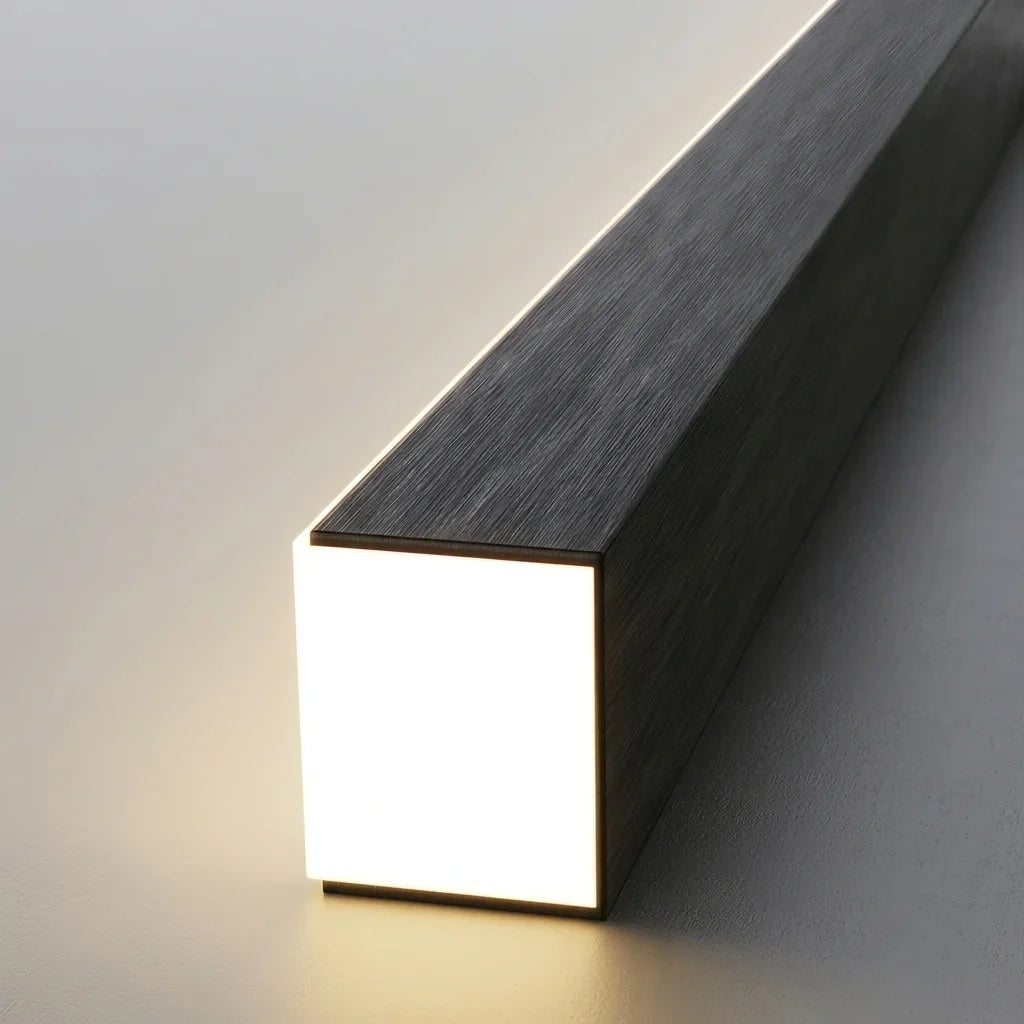 Gros plan du profilé en aluminium brossé et de la LED