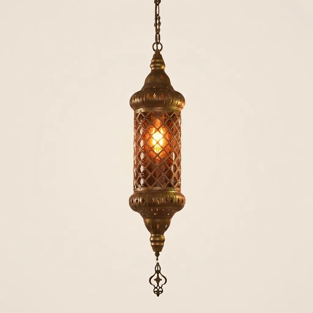 Suspension marocaine en verre ambré