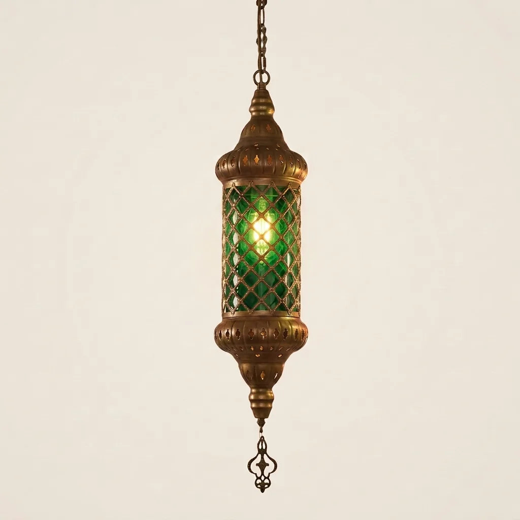 Suspension marocaine en verre vert