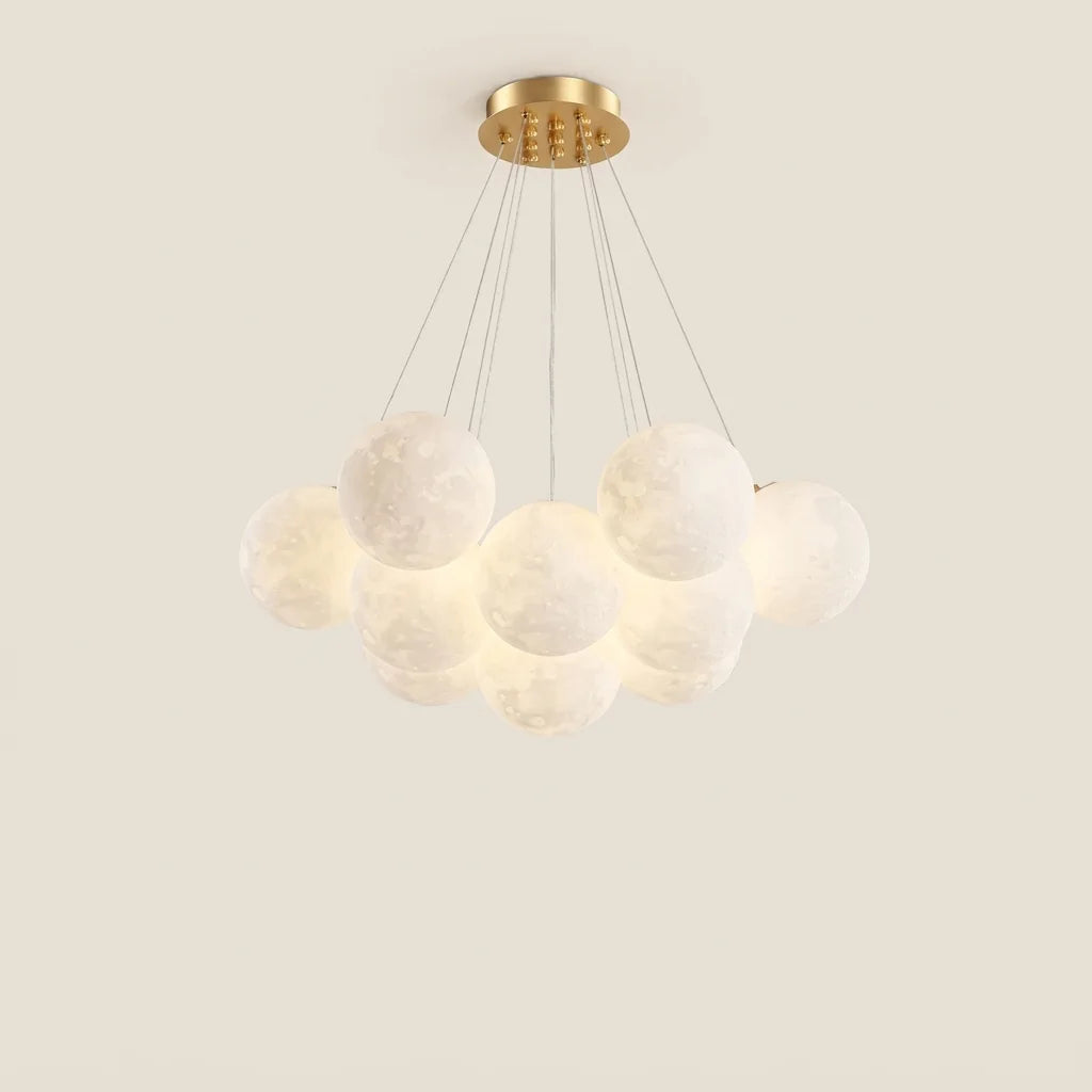 Suspension nuage de globes à rosace dorée