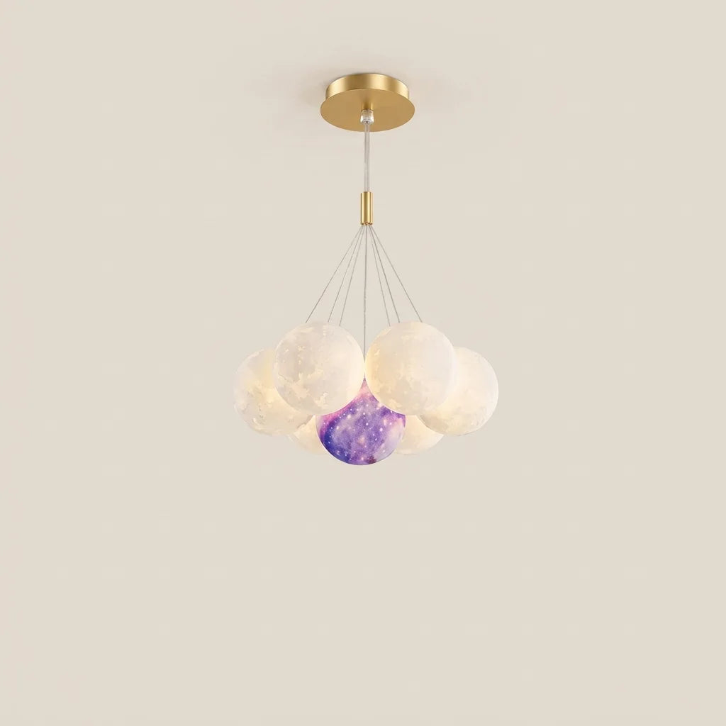 Suspension nuage modèle C avec globe à motif galaxie