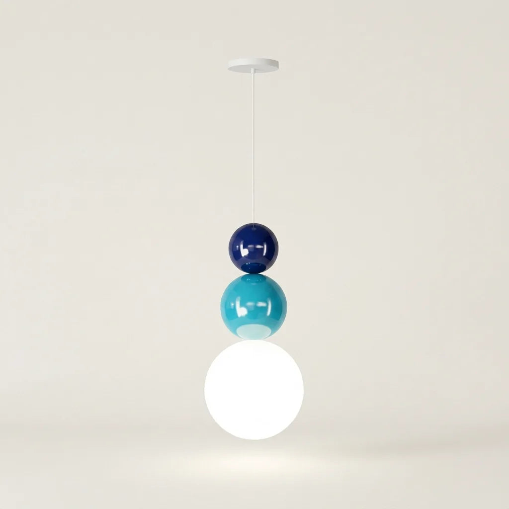 Suspension à sphères laquées bleues, forme A