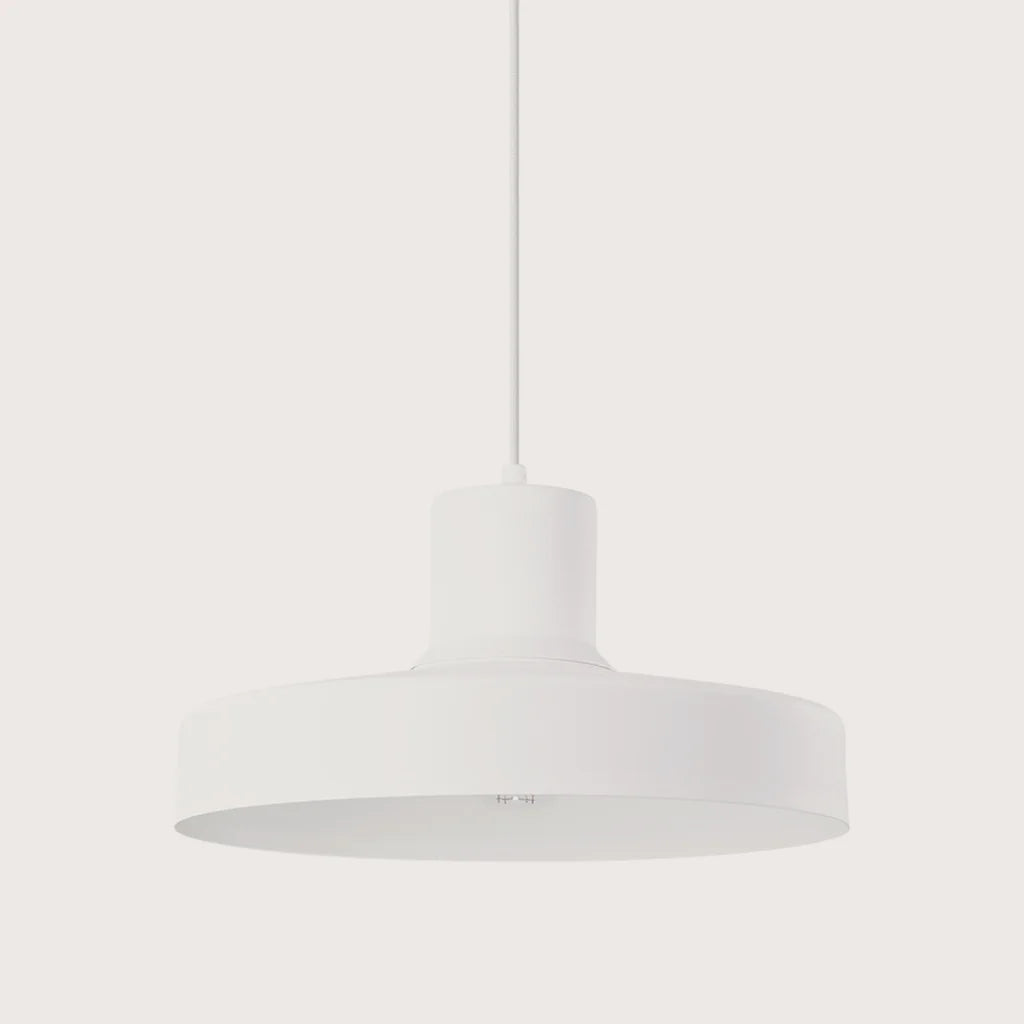 Suspension rétro en acier ø 35 cm, coloris blanc