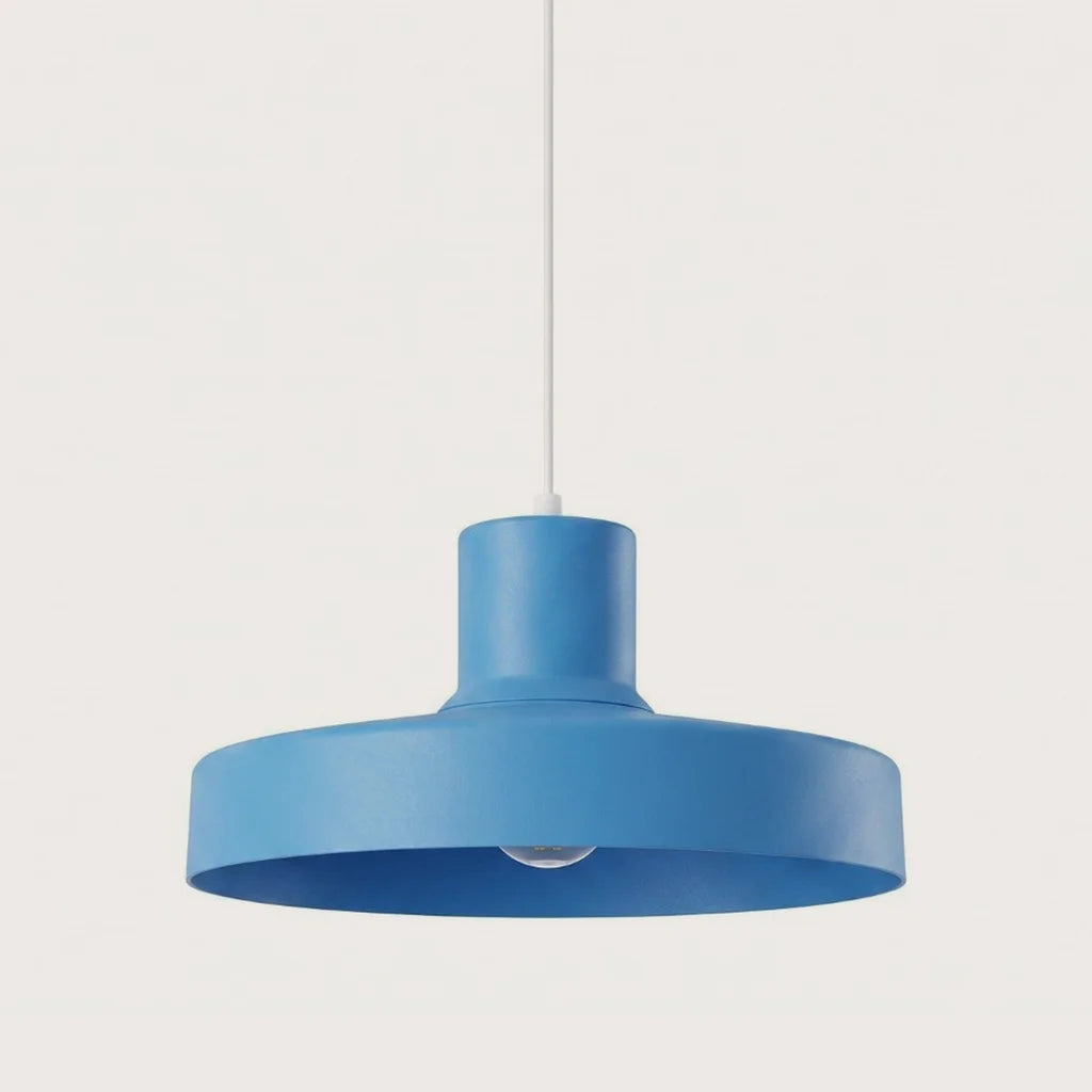 Suspension rétro en acier ø 35 cm, coloris bleu clair