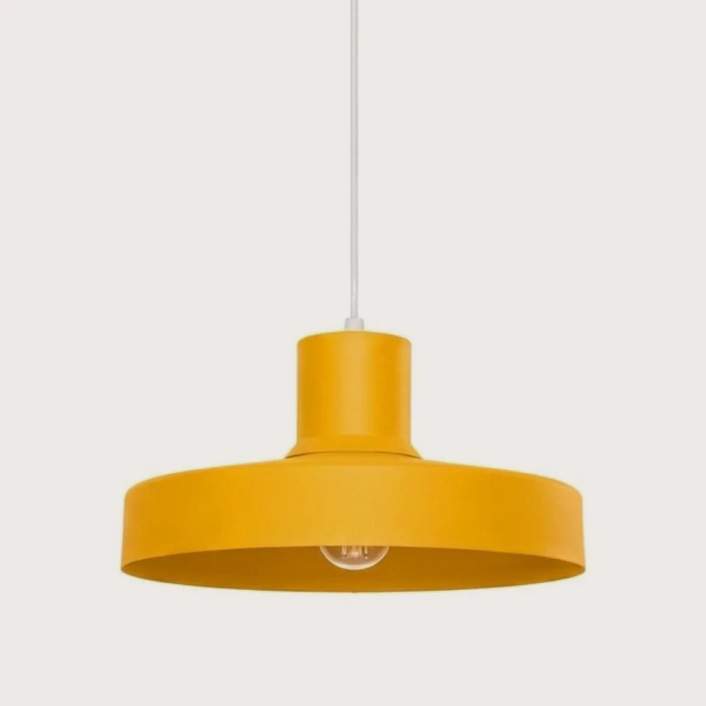 Suspension rétro en acier ø 35 cm, coloris jaune
